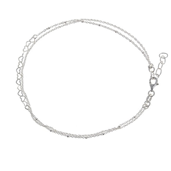 Sterling Silver Satellite Heart Minimalist Anklet - Picture 1 of 8